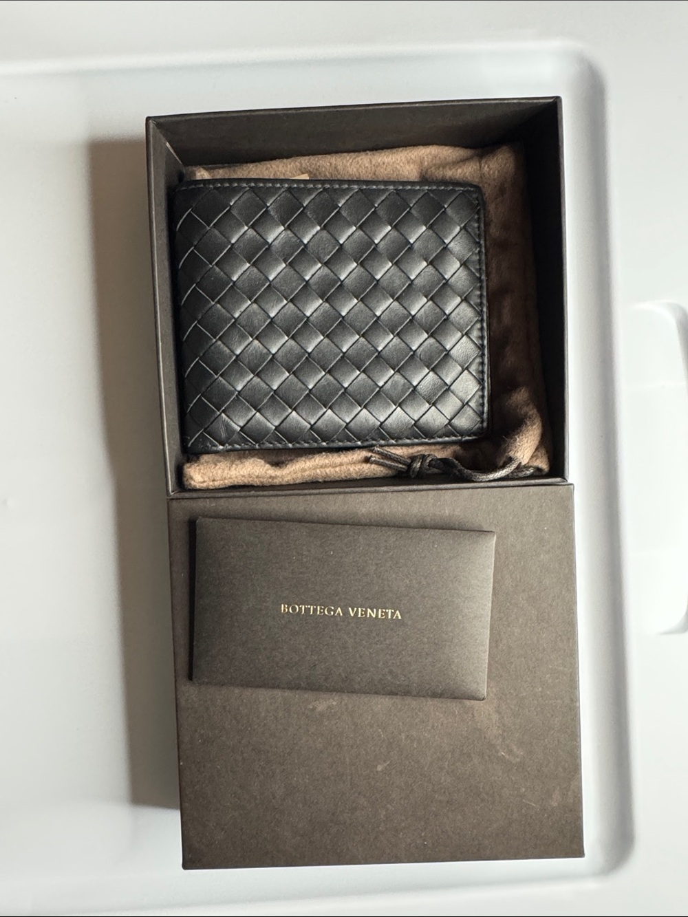 Bottega Veneta Black Intrecciato Leather Folded Card Holder